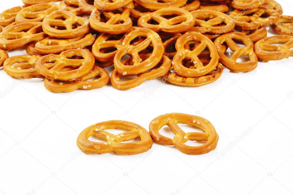 Twist pretzel on white background