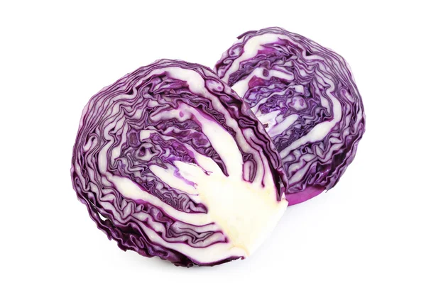 Red cabbage cut in half on white background — Stock Photo, Image