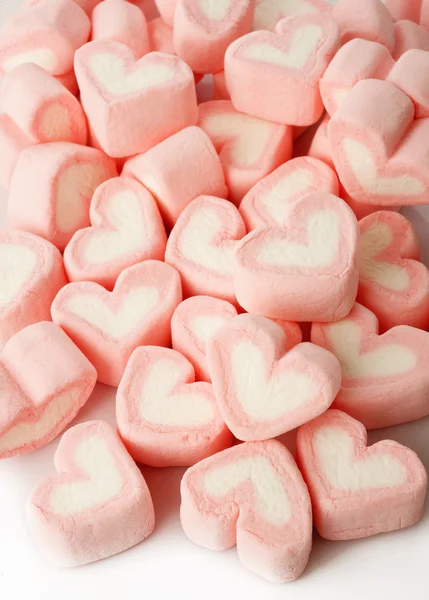 Rosa hjärtformade marshmallows — Stockfoto