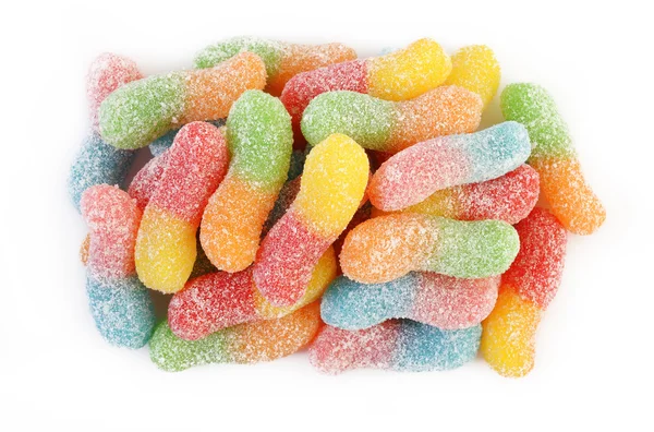 Gummiwürmer-Bonbons auf weißem Hintergrund — Stockfoto