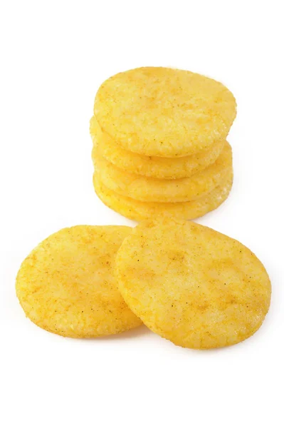 Galletas saladas sobre fondo blanco — Foto de Stock