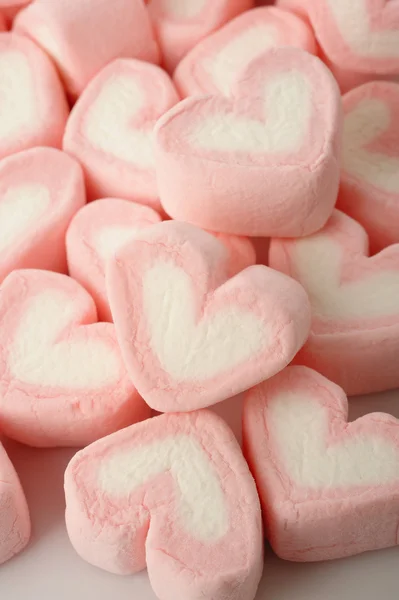 Pink heart shaped marshmallows — Stock Photo, Image