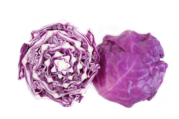 Red cabbage cut in half on white background — Stock Photo, Image