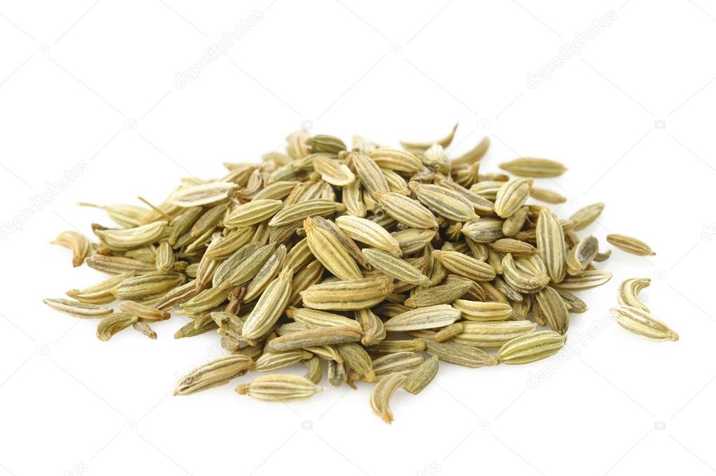 fennel seeds on white 