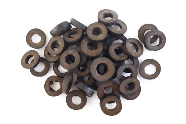 Beyaz arka plan üzerinde izole dilimlenmiş Siyah Zeytin