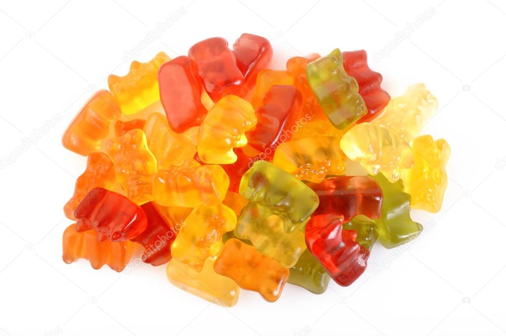 Jelly gummy bears isolated on white