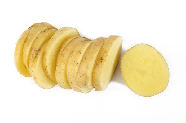 Fresh sliced potatoes on white background — Stock Photo, Image