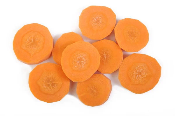 Fresh sliced carrots on white background — Stock Photo, Image