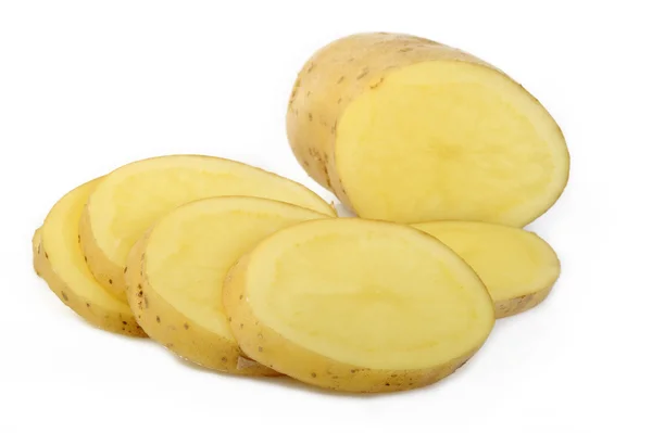 Fresh sliced potatoes on white background — Stock Photo, Image