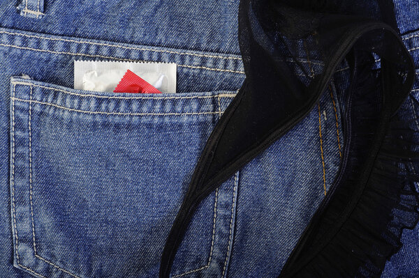 lace lingerie and packed condom