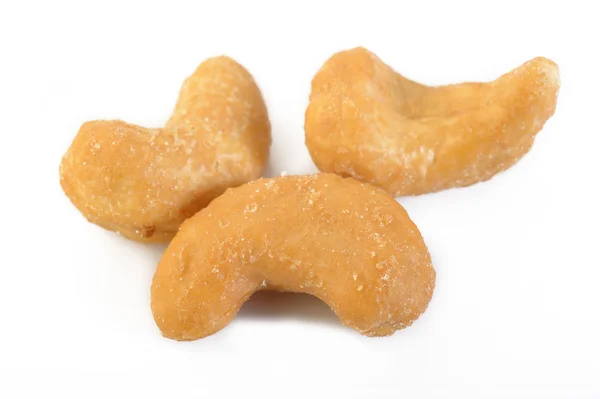 Salted cashew nuts isolated on white background — Stock Photo, Image
