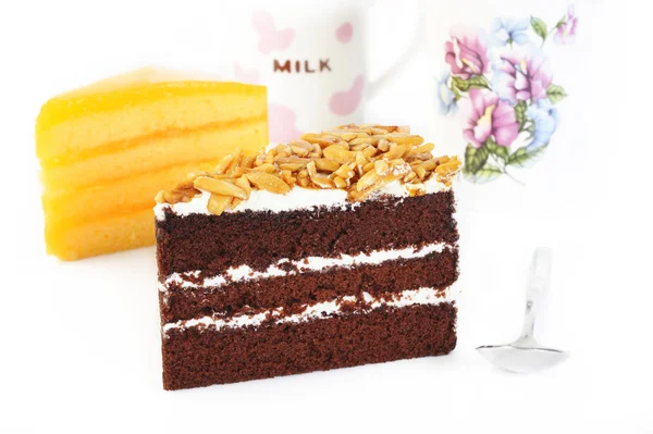 Chocolate cake with almond — Stock Photo, Image