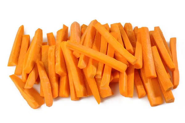 Fresh carrots sticks on white — Stock Photo, Image