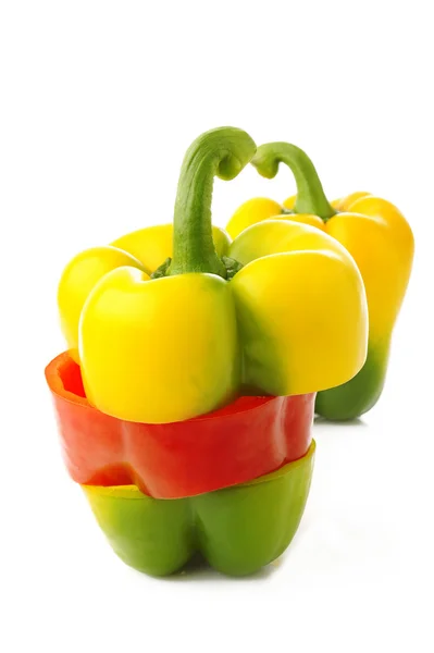 Mixed bell pepper on white background — Stock Photo, Image