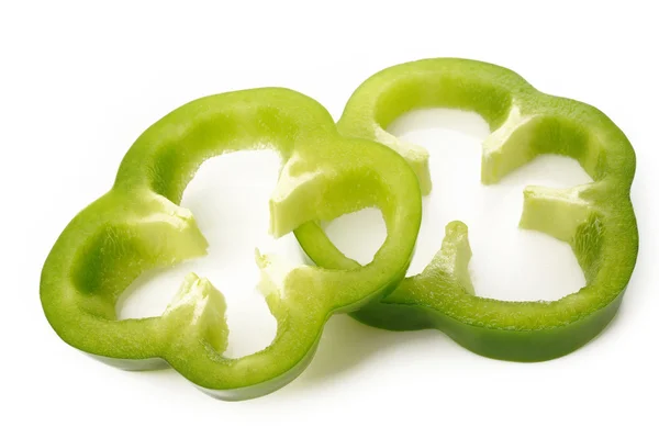 Green pepper slice  on  white — Stock Photo, Image
