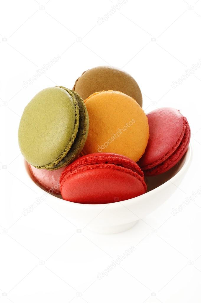 colorful macaroons in bowl