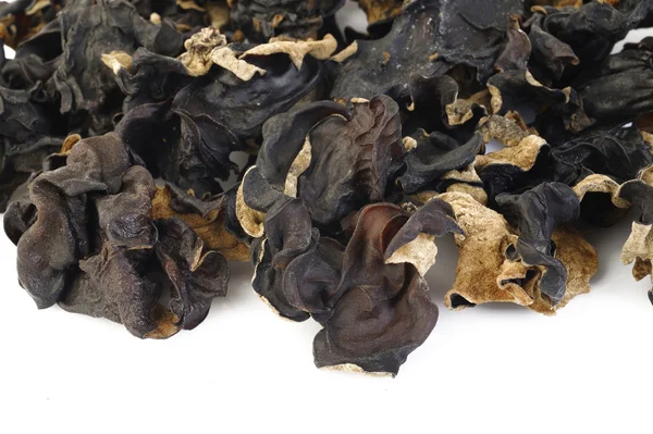 Dried black Fungus (Jew's Ear Mushroom ) on white background — Stock Photo, Image