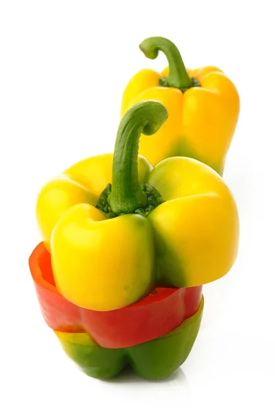 Mixed bell pepper on white — Stock Photo, Image