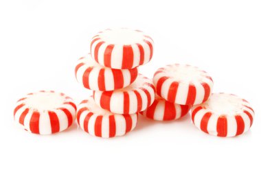 Red striped peppermints on a white background clipart