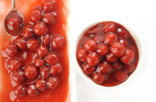 Cherry topping cake — Stock Photo, Image