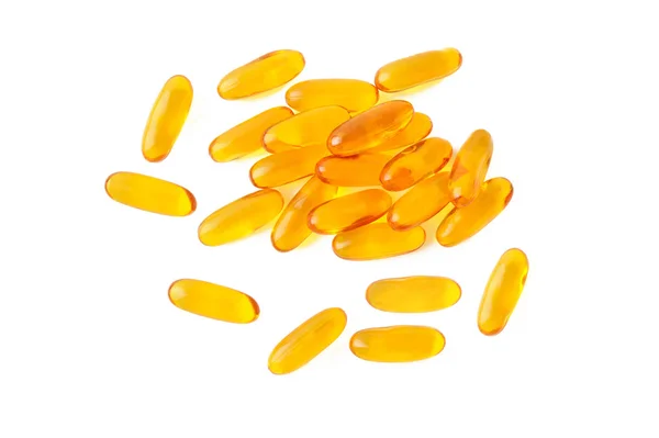 Cod liver fish oil capsule on white — Stock Photo, Image