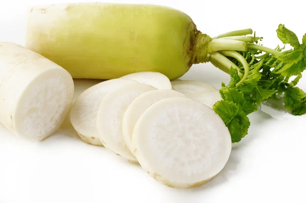 Daikon radish piece on white — Stock Photo, Image