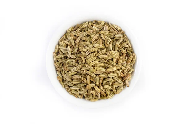 Семена фенхеля в белой чаше — стоковое фото