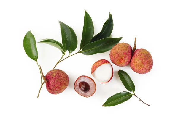 Fresh lychees on white — Stock Photo, Image