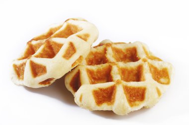Beyaz arkaplanda waffle 'lar