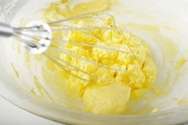 Closeup beat butter — Stock Photo, Image