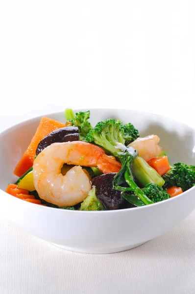 Fried broccoli with shrimp — Stock Photo, Image