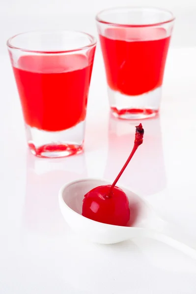 Cherries with a spoon — Stock Photo, Image