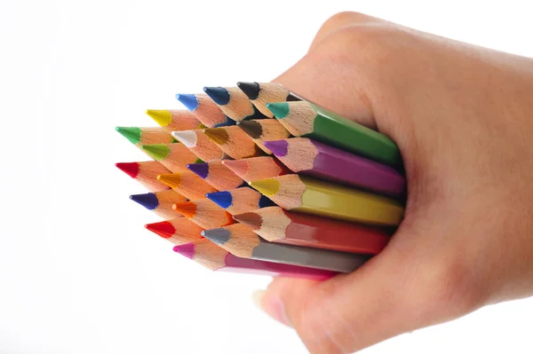 Цветной карандаш в руке — стоковое фото