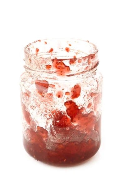 Empty jar of raspberry jam — Stock Photo, Image