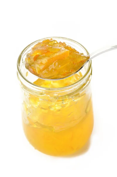 Orange marmelade i glas krukke - Stock-foto