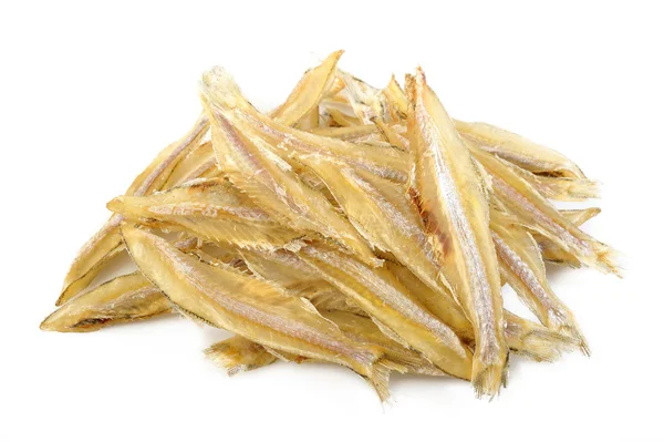Small dried fish on white background — Stock Photo, Image