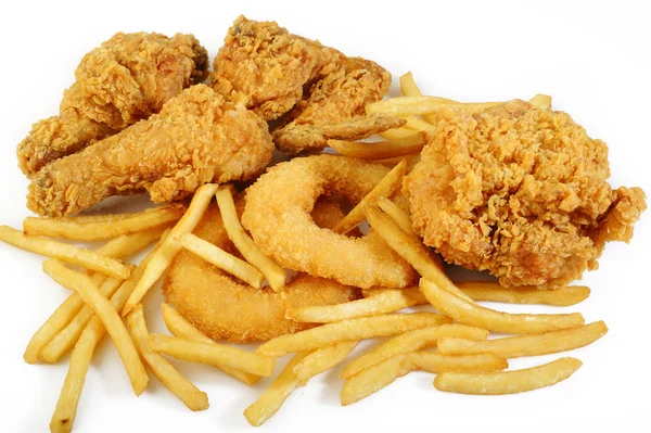 Fried food on white background Stock Picture