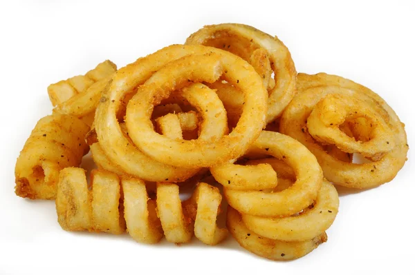 Curly Fries on white background — Stock Photo, Image
