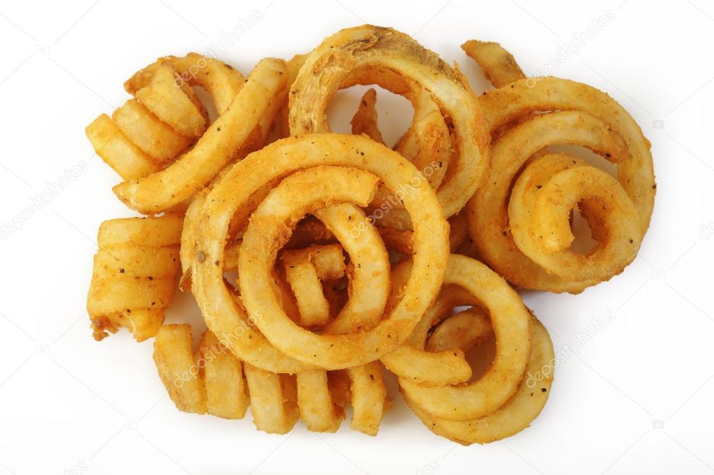 Curly Fries on white background