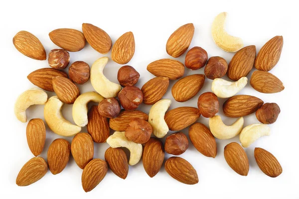 Assorted nuts on white background — Stock Photo, Image