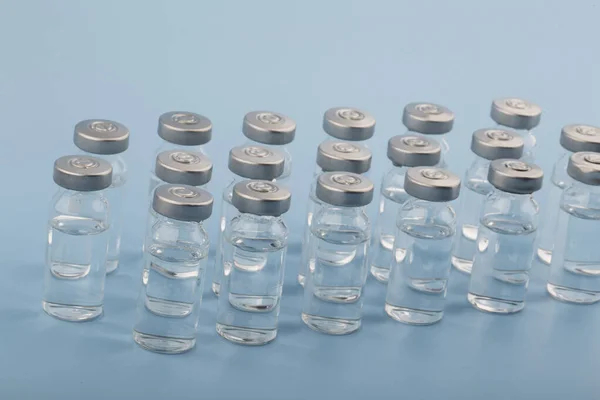 Close Glass Medicine Covid Vaccine Bottles Concept — Stock Photo, Image