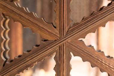 Geleneksel Kore tarzı Hanok kapı ahşap çerçeve deseni.