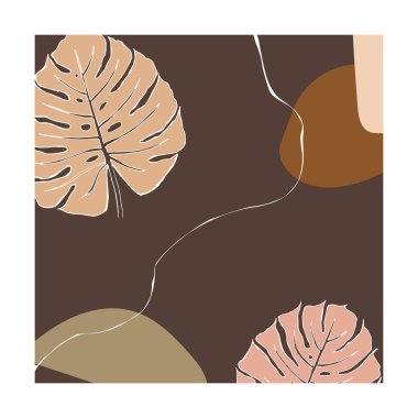 Soyut elementli basit çiçek kompozisyonları. Davetiye, tebrik kartı, paket, paket vs. için harika.