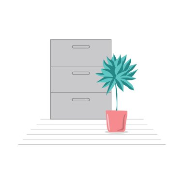 Basit saksı bitki vektörü. Davetiye, tebrik kartı, paketler, ambalaj vesaire için harika. Botanik çizim tasarımı.