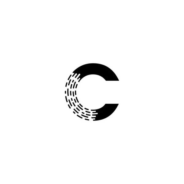 ダッシュライン効果を持つシンプルな文字のロゴデザイン 大文字の初期C文字 San Serifフォントスタイル — ストックベクタ