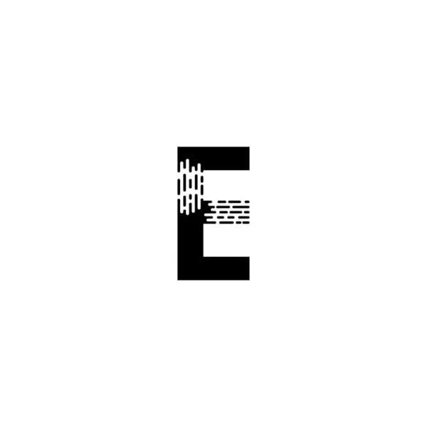 ダッシュライン効果を持つシンプルな文字のロゴデザイン 大文字のイニシャルE文字 San Serifフォントスタイル — ストックベクタ