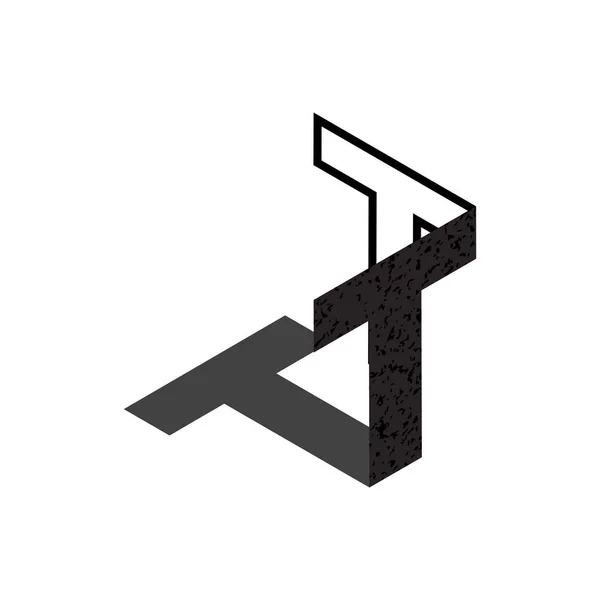 Creative Letter Art Concept Flat Isometric Initial Letter Shadow Texture —  Vetores de Stock