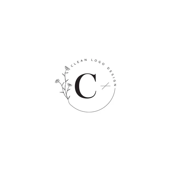 Plantilla Logotipo Floral Simple Limpia Logotipo Estilo Mínimo Para Identidad — Archivo Imágenes Vectoriales