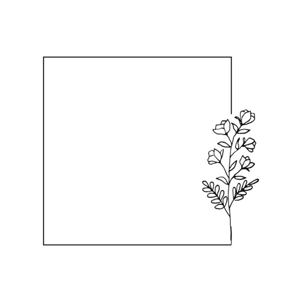 Σκελετός Τετράγωνος Floral Διακόσμηση Μοντέρνος Γεωμετρικός Σχεδιασμός Για Πρόσκληση Γάμου — Διανυσματικό Αρχείο