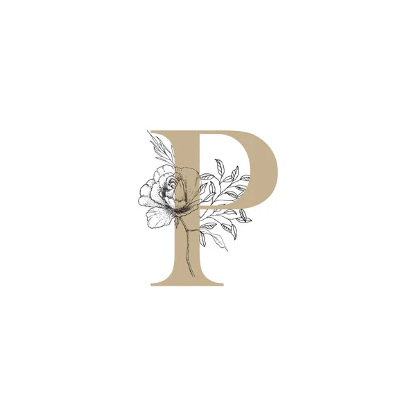 Логотип Літери Квітковим Елементом Мінімалістичний Шаблон Дизайну Логотипу Початкової Літери — стоковий вектор